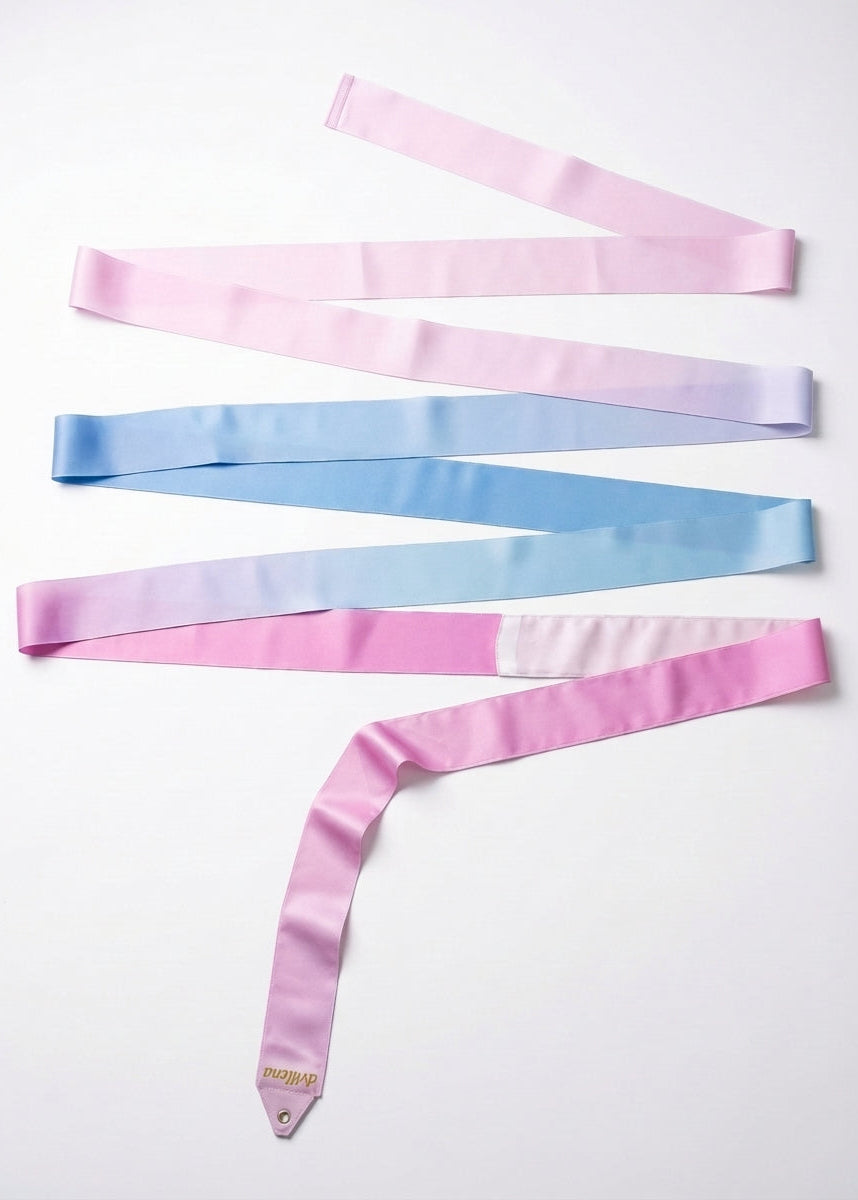 Nastro ginnastica ritmica modello Rosa Pastel sfumato rosa e blu professionale.