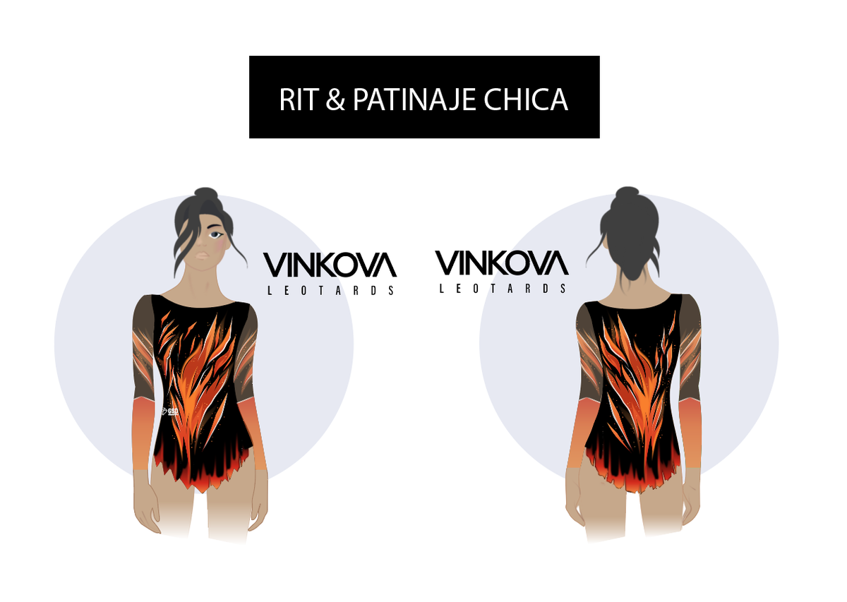 Maillot GSD 2026 chica – rítmica y patinaje, delante y detrás