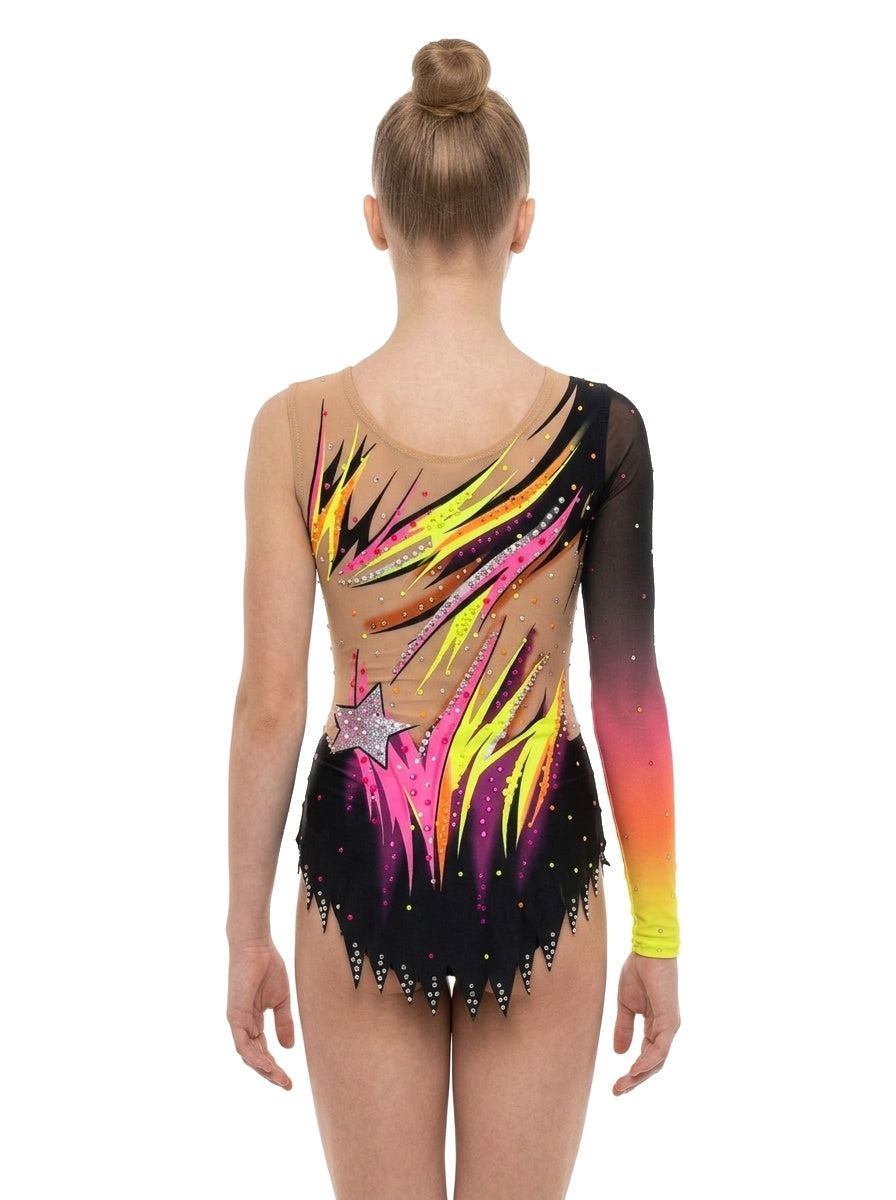 Body Pop Vinkova, dietro: nero, tratti rosa e gialli, una manica lunga.