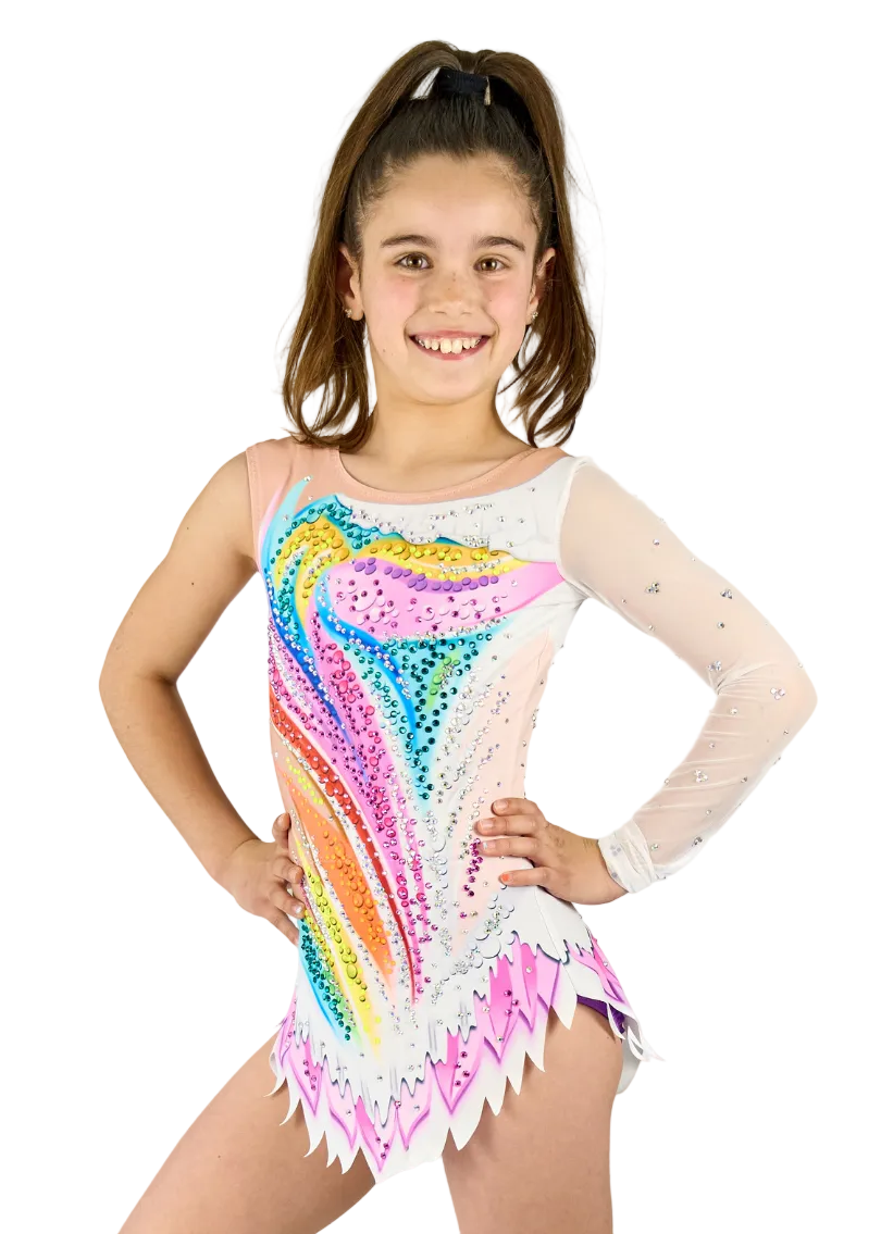 Body da ginnastica ritmica modello Cookie multicolore con dettagli in strass.