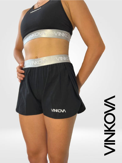 Top Nero Vinkova con nastro