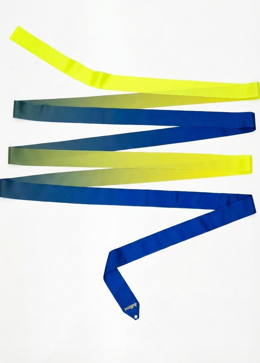 Nastro ginnastica ritmica sfumato blu e giallo fluo professionale.