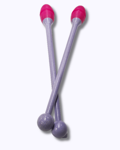 Mazas 36 cm - Morado con brillo y Rosa Fluor