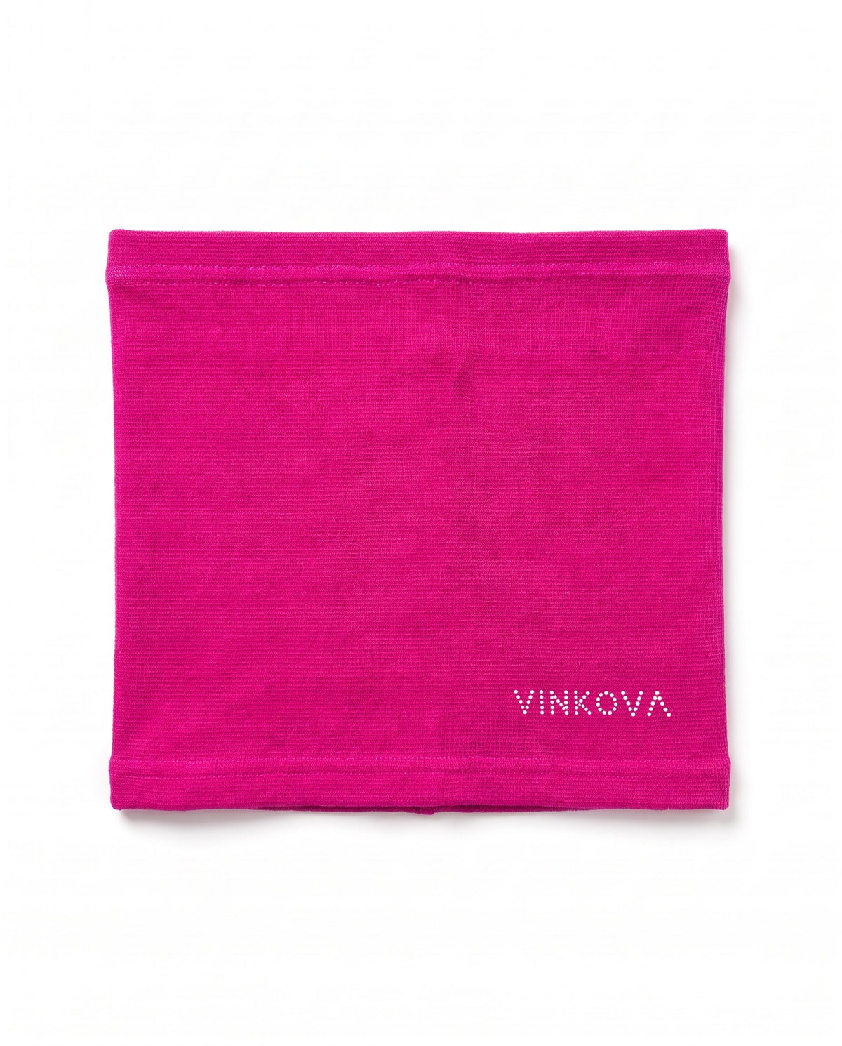 Fascia scaldavita da ginnastica ritmica Vinkova, colore bouganville, distesa, con logo VINKOVA a puntini