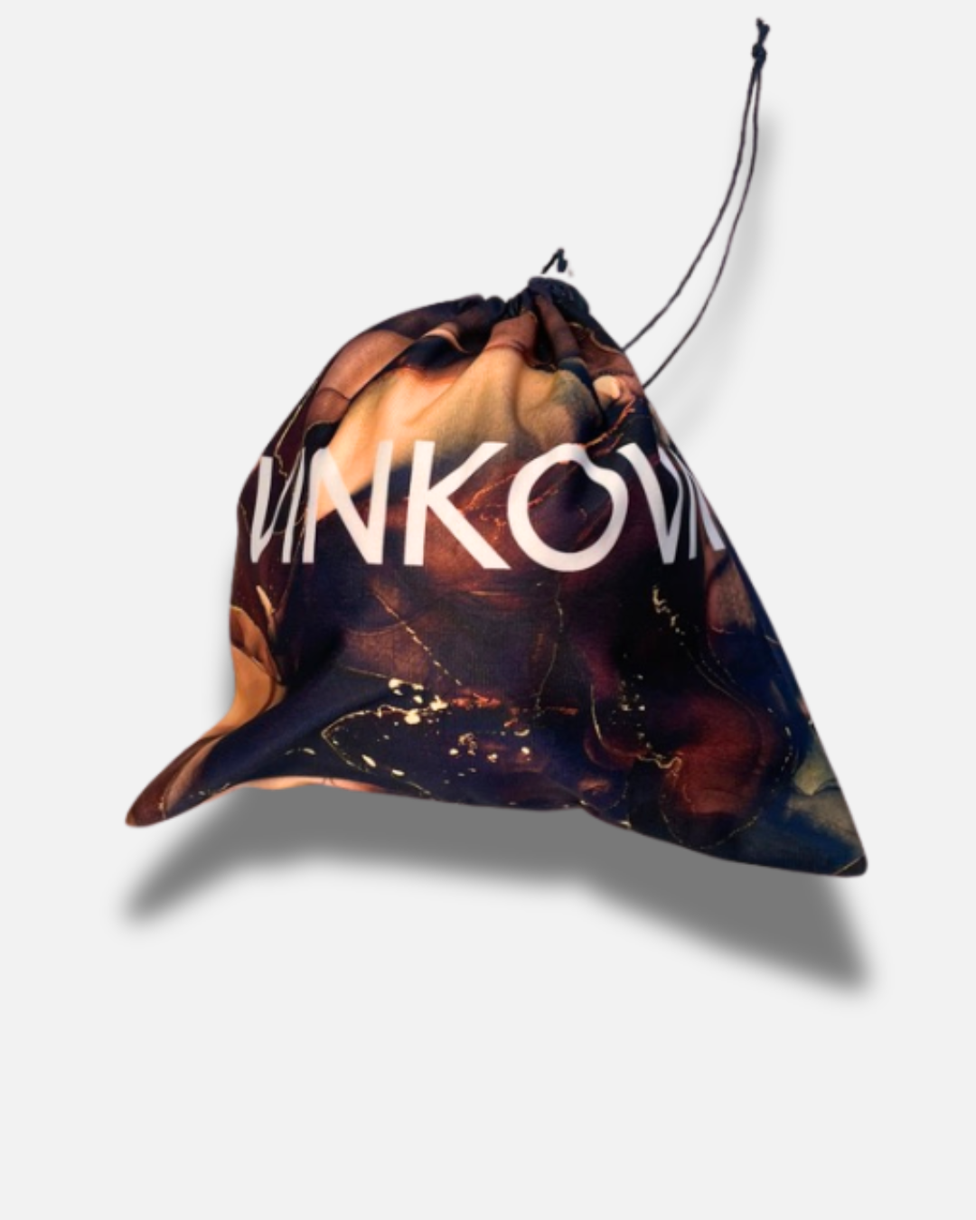 Custodia per palla Dark Vinkova con coulisse, stampa nero e oro.