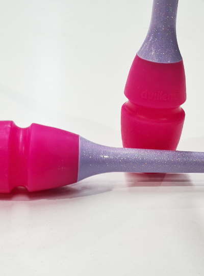 Clavette da competizione omologate FIG 36 cm lilla glitter e fucsia