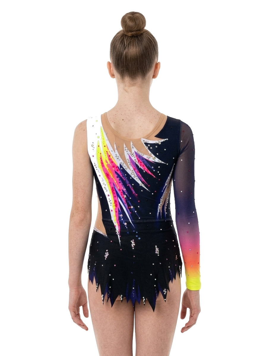 Body Alana Vinkova, dietro: nero, raggi multicolori, gonna a punte.
