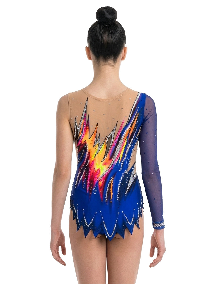 Body Dexa Vinkova, dietro: blu, raggi multicolori, gonna a punte.