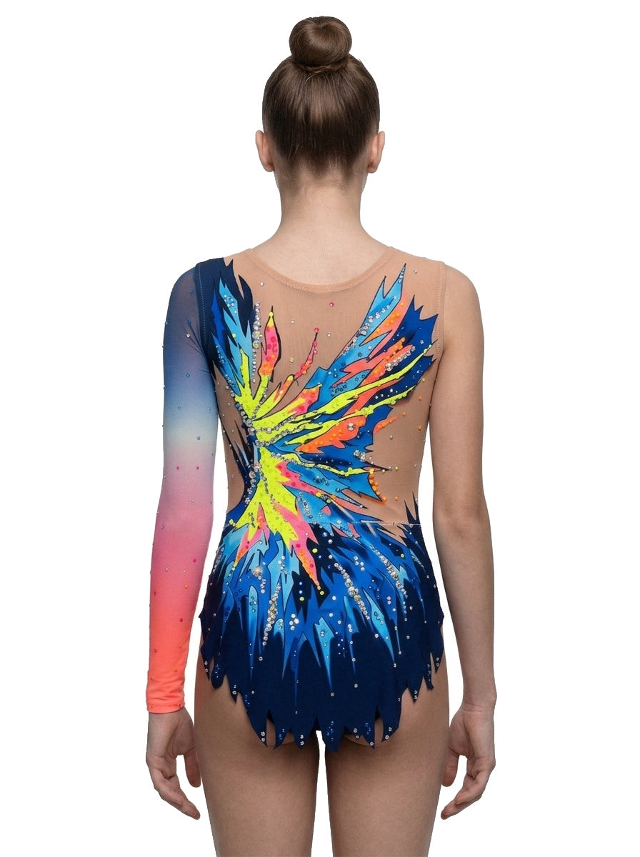 Body Isabella Vinkova, dietro: blu, raggi multicolori, una manica lunga.