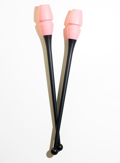 Clavette per ginnastica ritmica incastrabili nero e rosa per ginnaste.