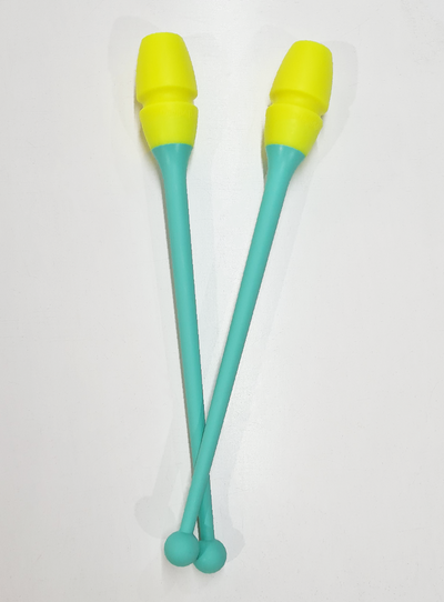 Clavette per ginnastica ritmica incastrabili menta e giallo per ginnastica.