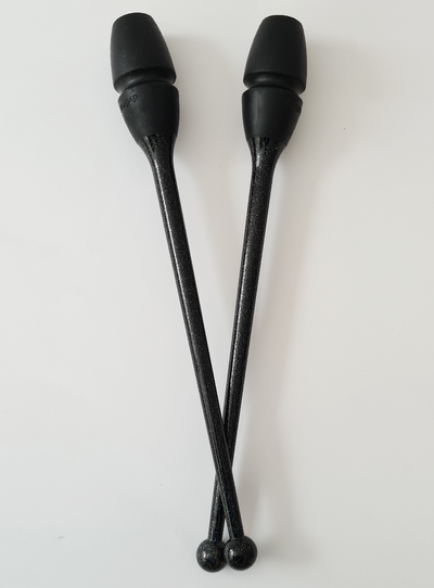Clavette ginnastica ritmica nero glitter incastrabili 36, 41 e 45cm.