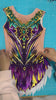 video del maillot de gimnasia ritmica verde y morado con strass de imitación 