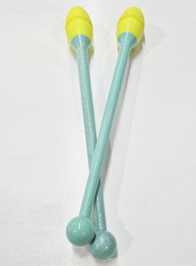 Clavette ritmica Dvillena & Vinkova verde brillante e giallo incastrabili